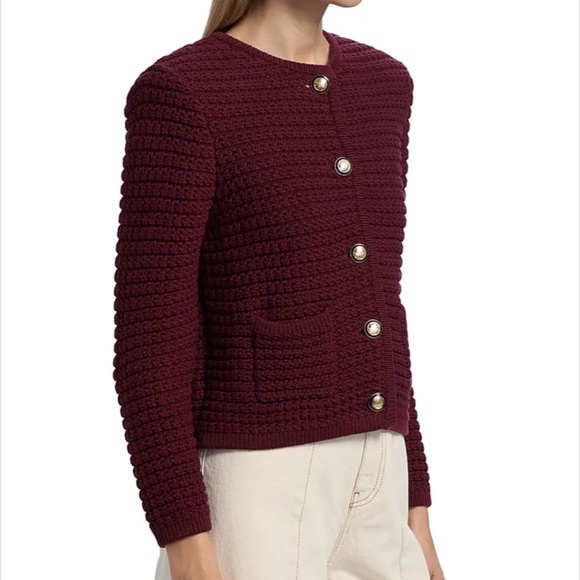 NEW Ba&sh Gaspard Cardigan Sweater - Bordeaux  - medium - New With Tags - Picture 3 of 7